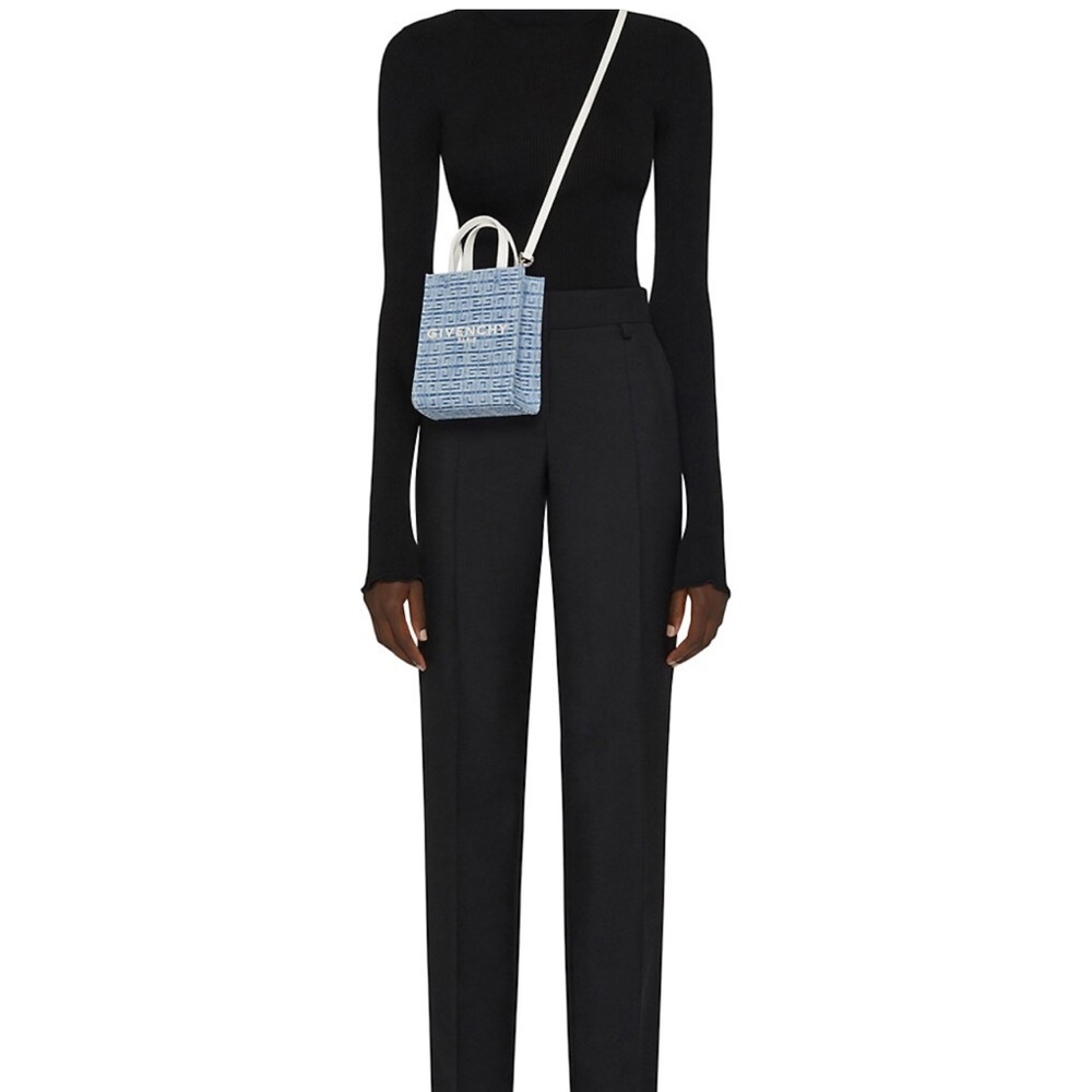 MINI G TOTE SHOPPER BAG IN 4G COATED CANVAS - LIGHT BLUE